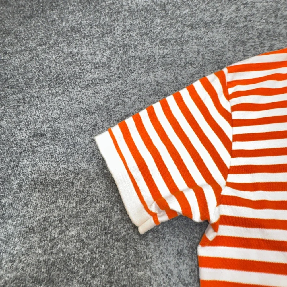 Vintage Polo Ralph Lauren Shirt Mens 2XL Orange Striped Pique Pocket Polo 90s